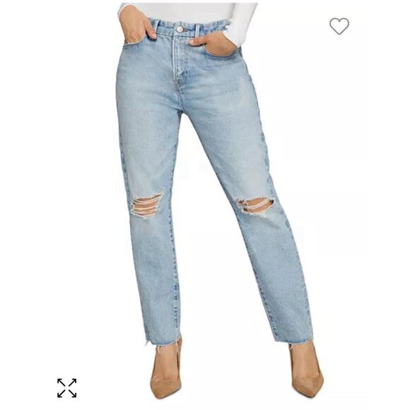 Good American Good Girlfriend Distressed Jeans Light Wash Blue High Rise 4/27 - Picture 1 of 7